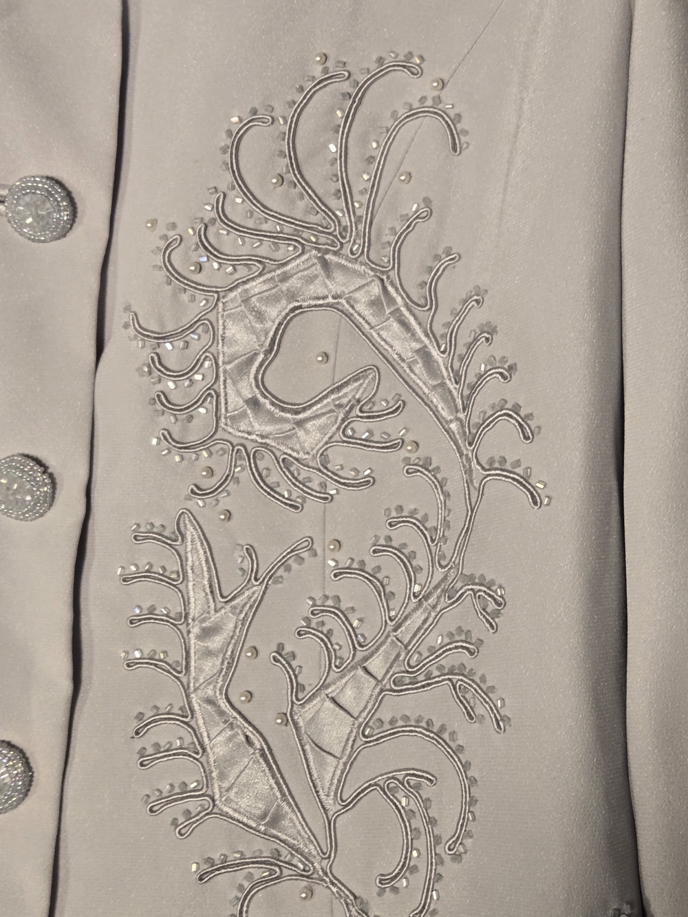 Beau Marc Light Gray Embroidered Women's Blazer Church Apparel - Picture 9 of 11